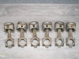 11241284551 Bmw 85-87 E23 E28 E24 M30 3.5l Set Of 6 Engine Piston W Connecting Rod Oem