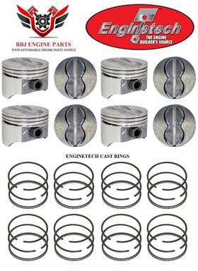 Enginetech K1534 8 U23560 Chevrolet Gmc 350 Sbc V8 1969 1995 Flat Top Pistons G1n