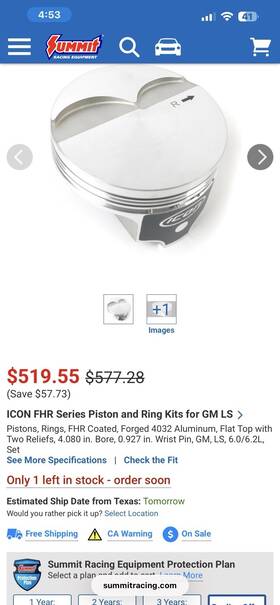 Icon Uem-s00205 Fhr Series Forged Pistons For Gm Ls Ic9992ckts.080 4.080 Bore