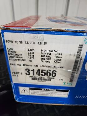 314566 J&e Je Pistons Forged 4.6l Modular 2v Dish 3.622 Cobra Mustang 5.4l 1996 2010
