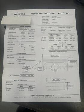 1012089 Racetech 572 Bbc Billet Pistons