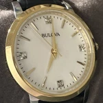 Bulova Women's Diamond Accent Black Leather Strap 98P225. Fixed Price $314.99.