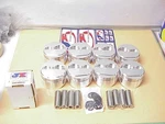 8 New Je Sb Chevy 23 Forged Pistons 4.125" Bore 1.325" Ch-with .927" Pins A2. Fixed Price $400.00.