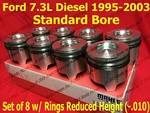 Ford 7.3L Diesel Pistons Standard Set W/ Rings 95-03 Mahle Clevite Of 8. Fixed Price $735.00.