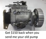 $349 Upgrade Vw Diesel Rebuilt Injector Pump 1.6 Jetta Rabbit Injection Long Nos. Fixed Price $499.00.