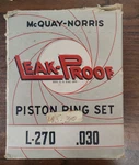 1932-45 Ford V8 4-RING Piston Set Mcquay Norris L-270 .030 3-1/16" Bore. Fixed Price $30.00.