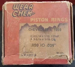 1933 Chevy Cylinder Piston Ring Set Wear-chek RW1027B .020 3-5/16" Bore. Fixed Price $50.00.