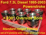 Ford 7.3L Diesel Pistons +.030 Set W/ Rings 95-03 Mahle Clevite Of 8. Fixed Price $699.99.