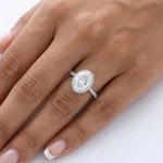 Side Stone Engagement Ring 14K Gold Halo 2.80 Carat Oval Lab-grown Diamond SI1. Fixed Price $2926.80.