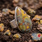 925 Sterling Silver Genuine Rhyolite Jasper Statement Wife Channel Set New Ring. Fixed Price $18.59.